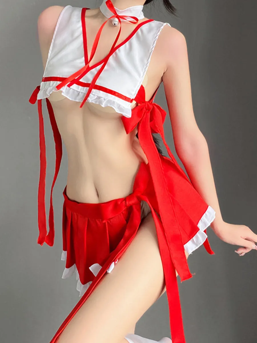 Japanese Miko Cosplay Skirt Set