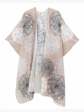JC070980 Khaki-White Dandelion Kimono