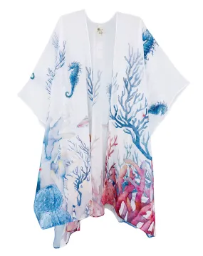 JC071023 White-Multi Seahorse Coral Kimono