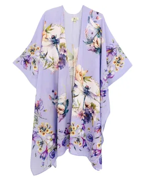 JC071074 Purple-Multi Dragonfly & Floral Kimono