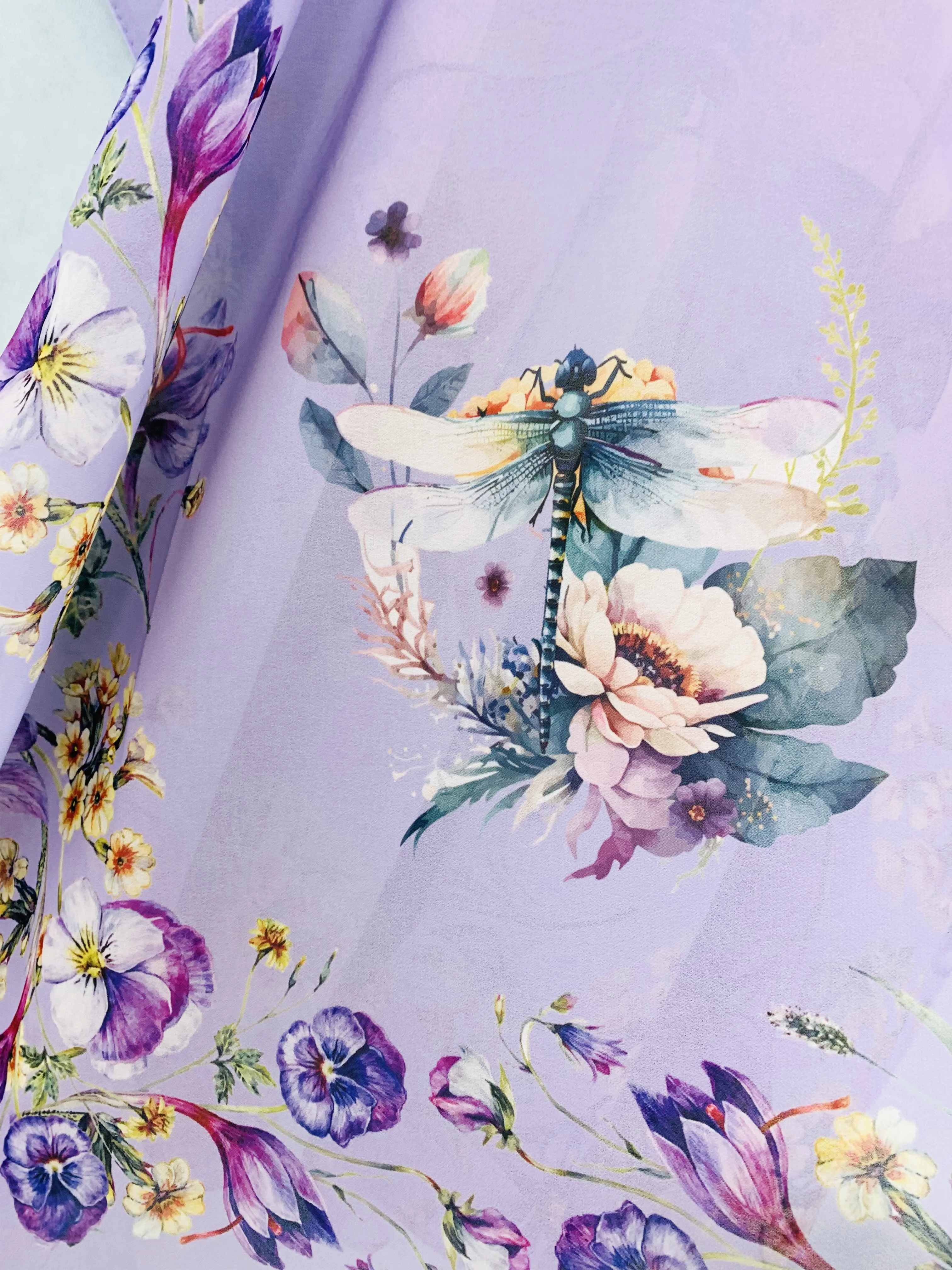 JC071074 Purple-Multi Dragonfly & Floral Kimono