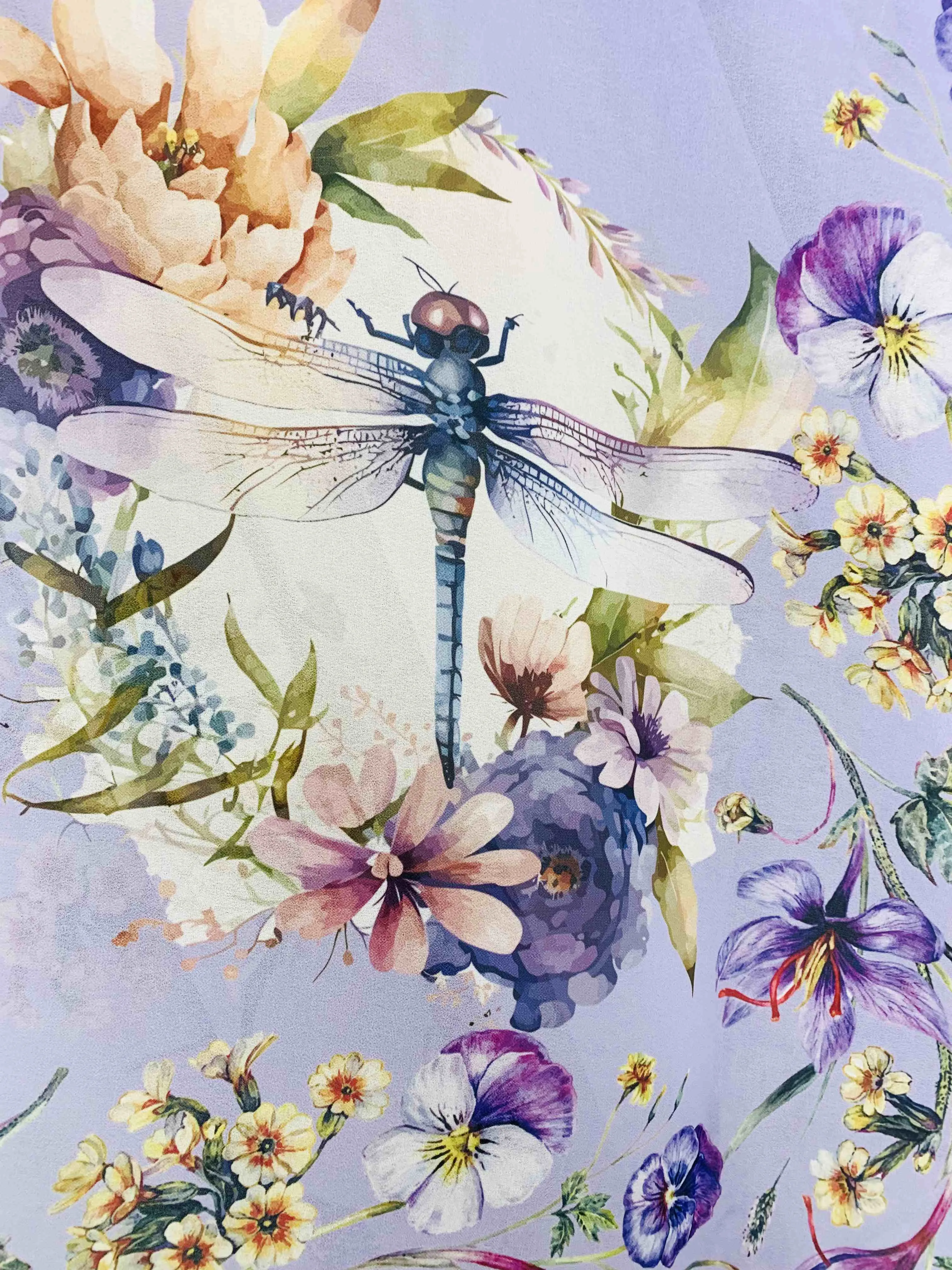 JC071074 Purple-Multi Dragonfly & Floral Kimono