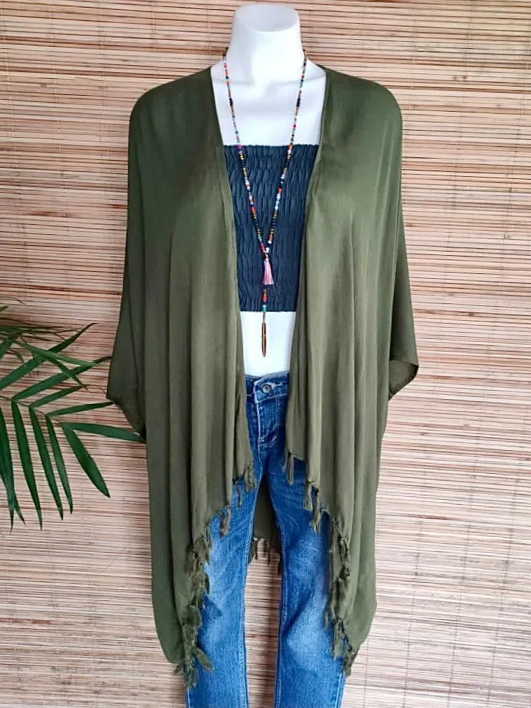 KAFTAN  FRINGES "COLINE" in 4 Colors