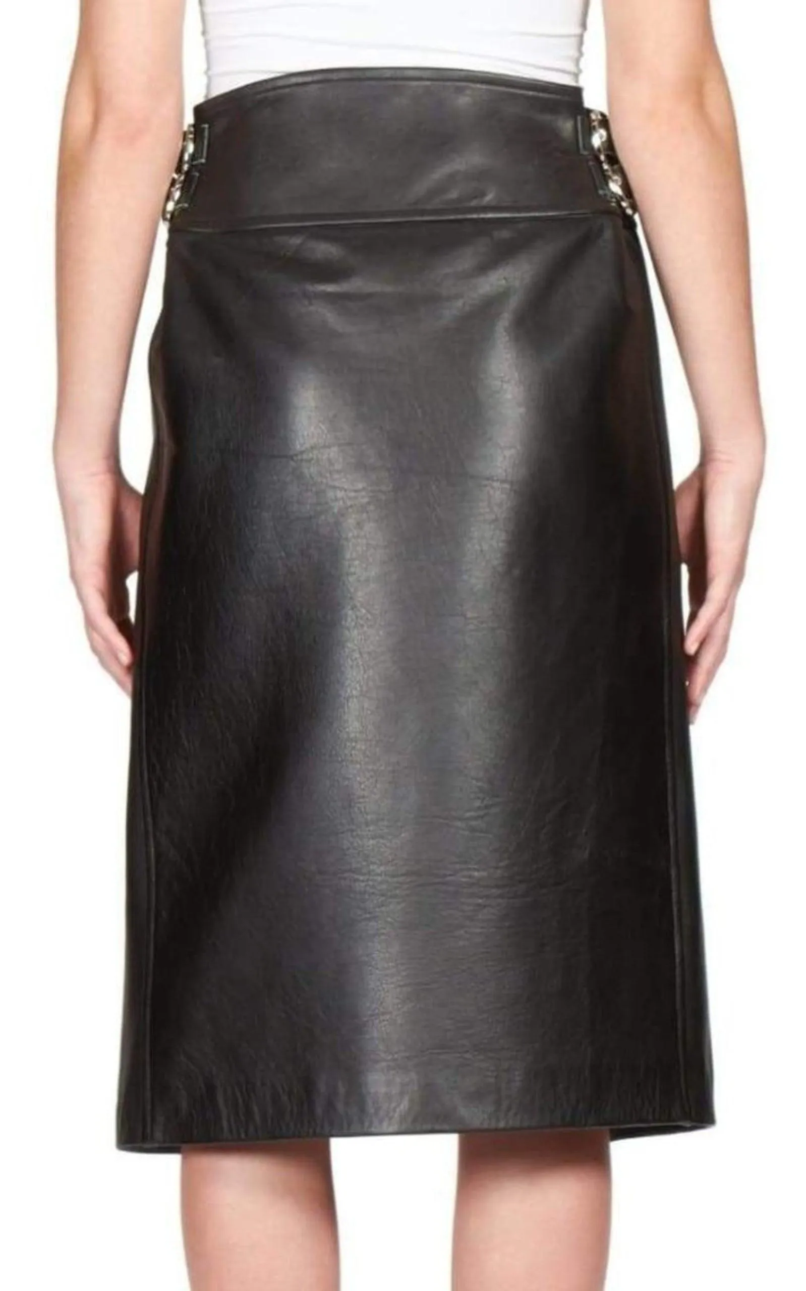 Leather Fringe Moto Skirt