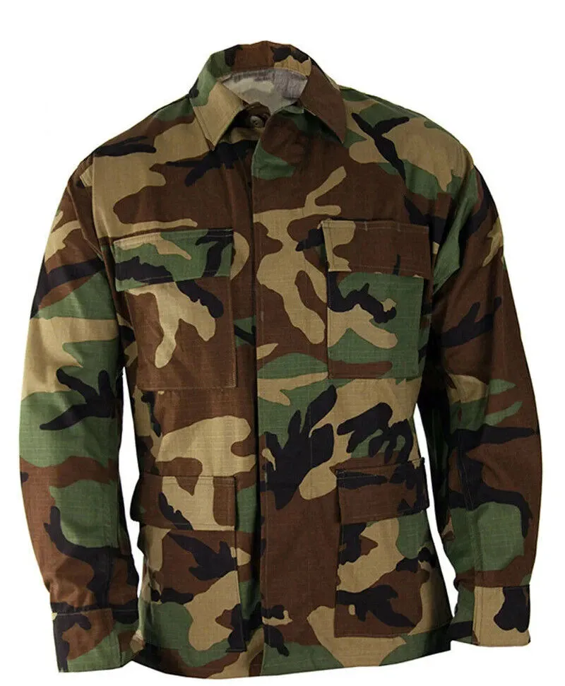 MILITARY ISSUE BDU FATIGUE SHIRT /JACKET WOODLAND CAMOUFLAGE NOS USA MADE