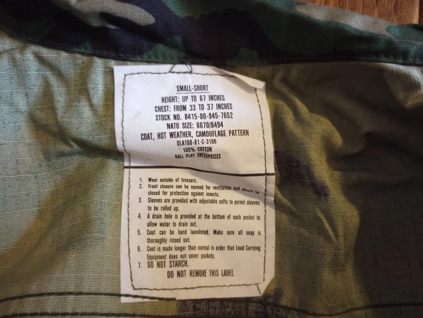 MILITARY ISSUE BDU FATIGUE SHIRT /JACKET WOODLAND CAMOUFLAGE NOS USA MADE
