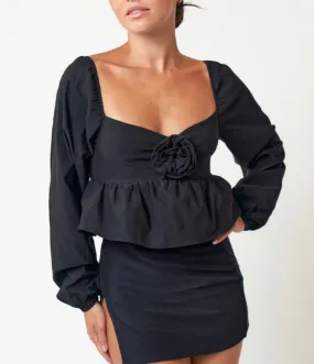 Rosette Balloon Sleeve Top