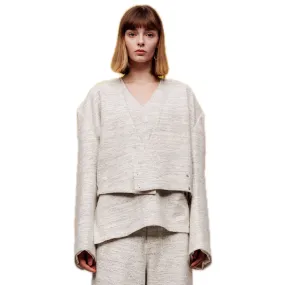 Short Box Double Breasted Heather Wool Jacket