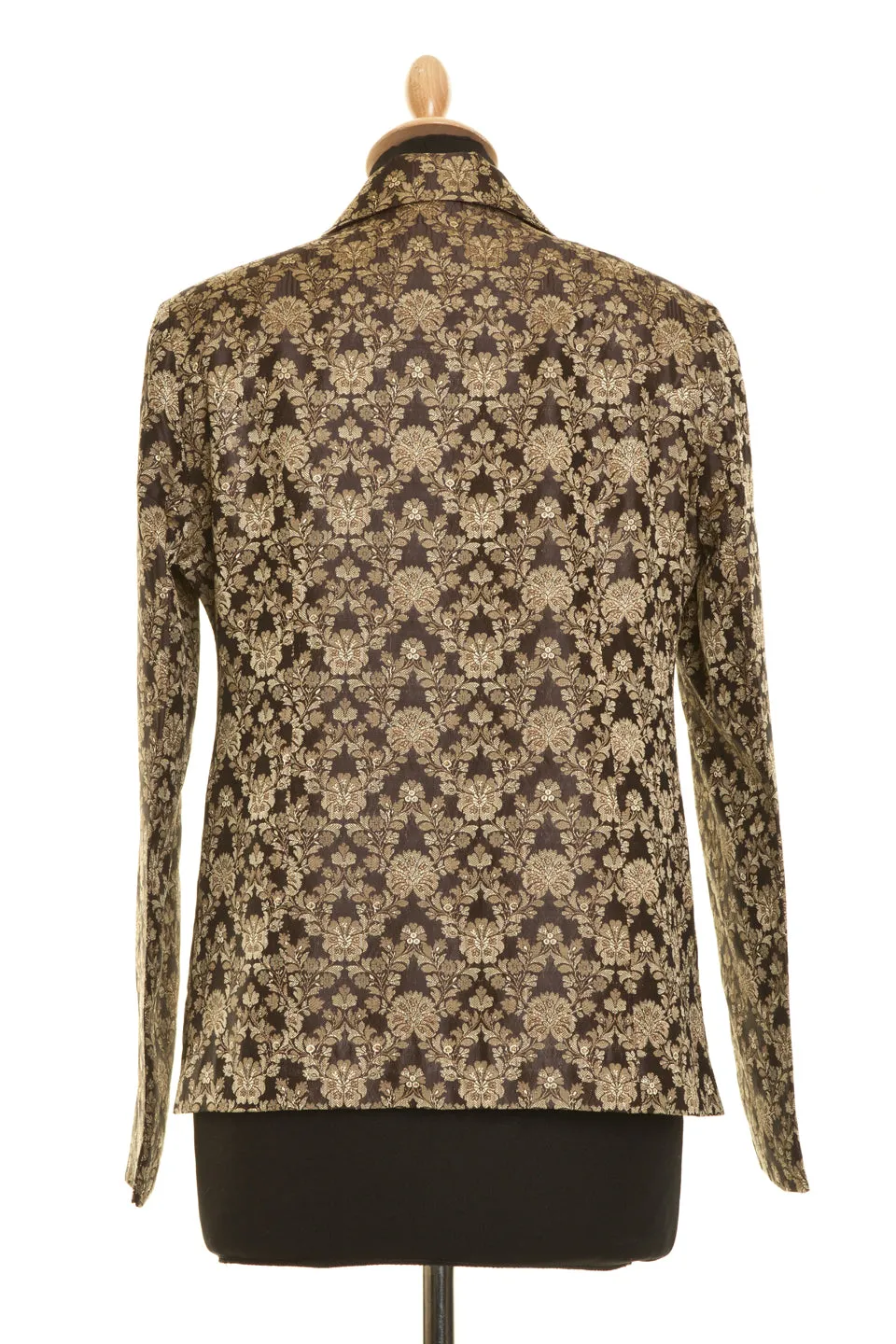Short European Jacket in Brown Jacquard