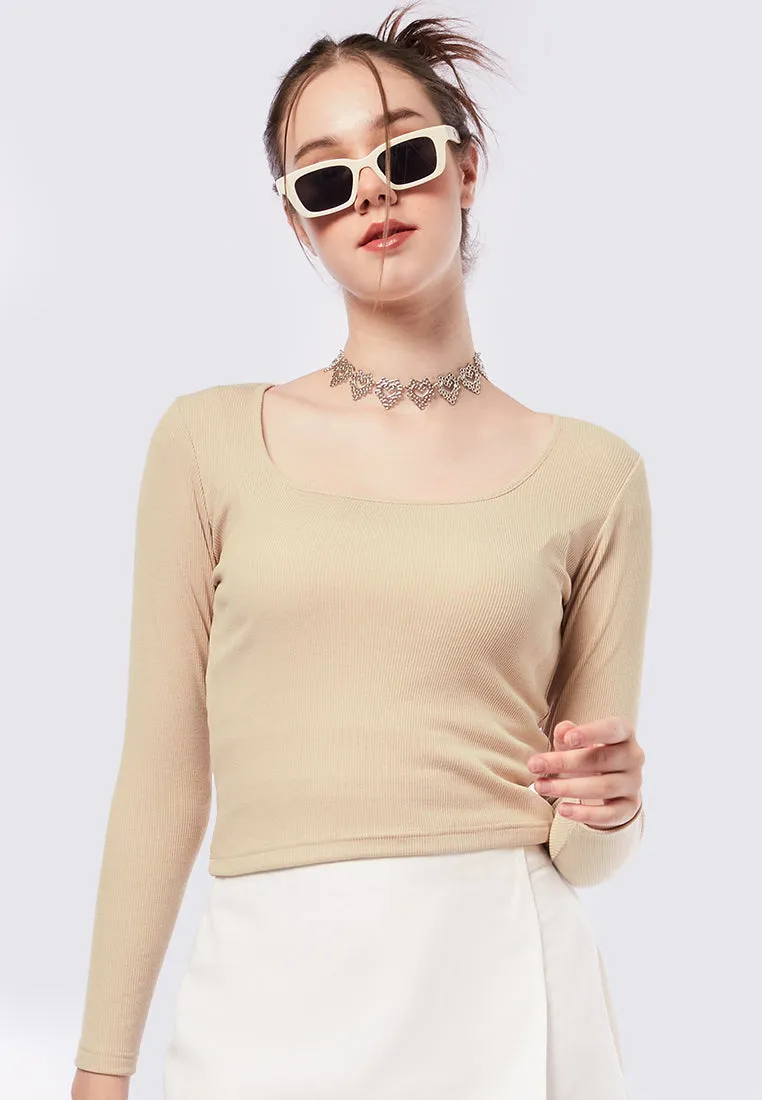 Square Neck Long Sleeve Top