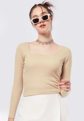 Square Neck Long Sleeve Top