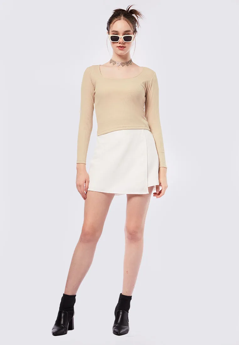 Square Neck Long Sleeve Top