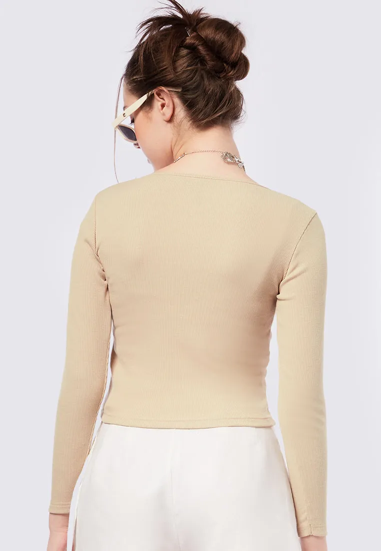 Square Neck Long Sleeve Top
