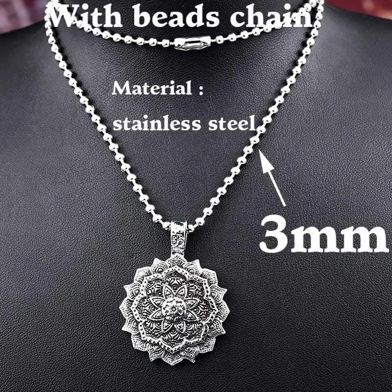 steel solider lotus flower Viking pendant Stainless Steel thor hammer necklace 316 l Steel Men charm Jewelry