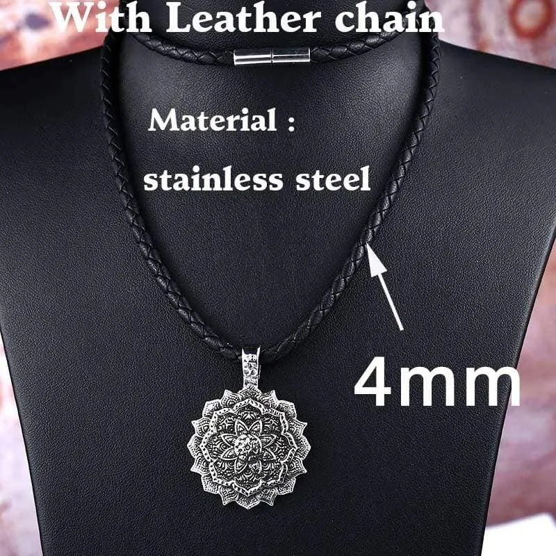 steel solider lotus flower Viking pendant Stainless Steel thor hammer necklace 316 l Steel Men charm Jewelry