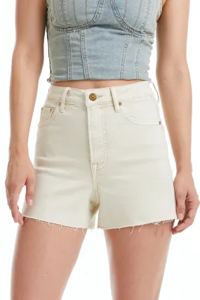 Stone Khaki High Rise Denim Short