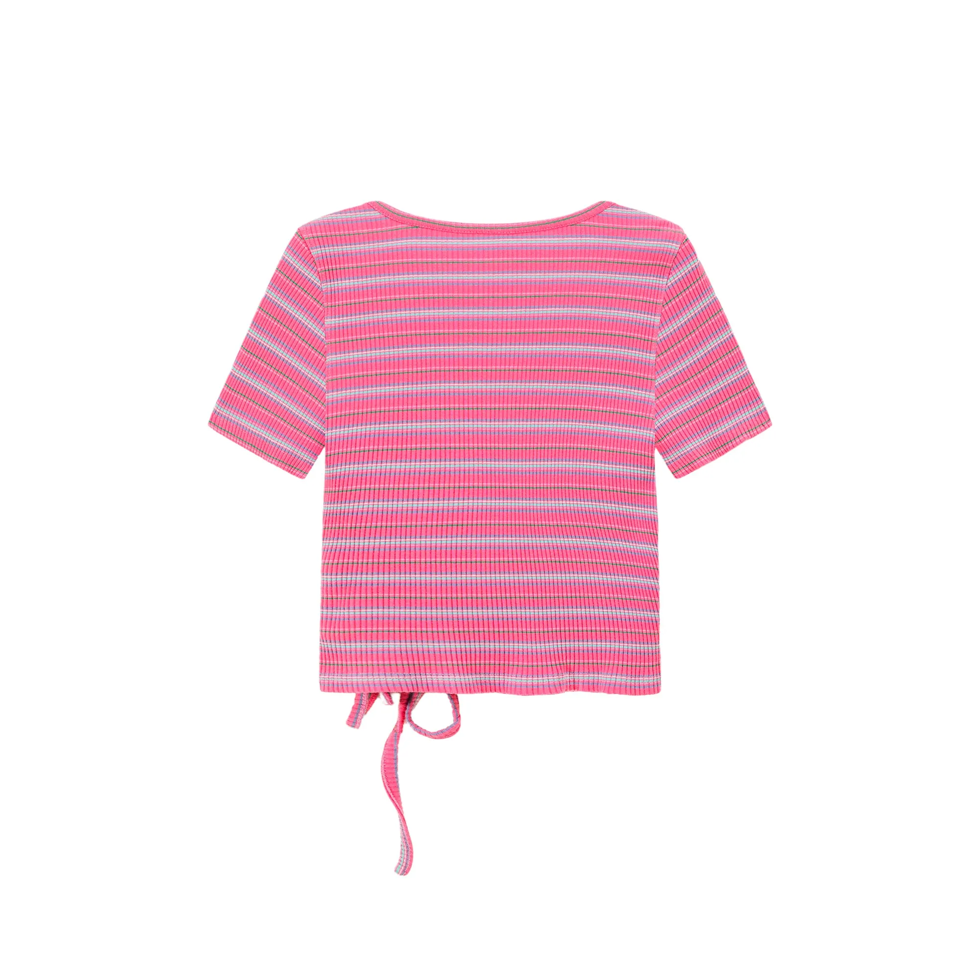 Striped Wrap Ribbon Semi Crop Top