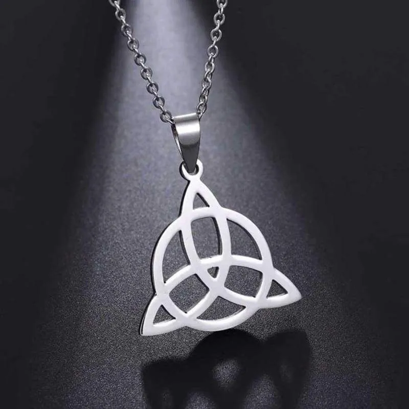 Viking Knot Pendant Necklaces Men Pendants Irish Viking Triquetra Symbol Necklace Amulet Charm Jewelry Gift (SCQG0037 50cm)