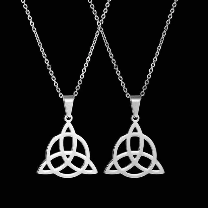 Viking Knot Pendant Necklaces Men Pendants Irish Viking Triquetra Symbol Necklace Amulet Charm Jewelry Gift (SCQG0037 50cm)