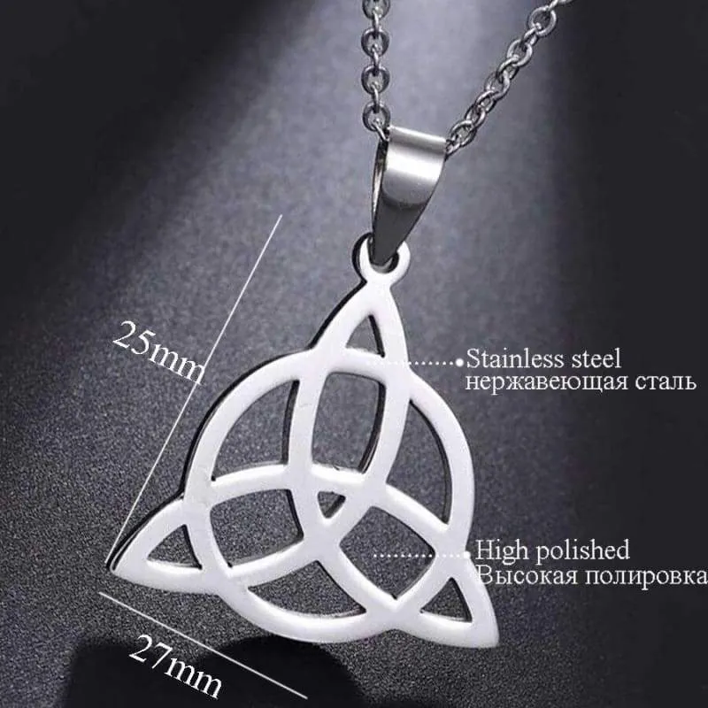 Viking Knot Pendant Necklaces Men Pendants Irish Viking Triquetra Symbol Necklace Amulet Charm Jewelry Gift (SCQG0037 50cm)