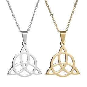 Viking Knot Pendant Necklaces Men Pendants Irish Viking Triquetra Symbol Necklace Amulet Charm Jewelry Gift (SCQG0037 50cm)