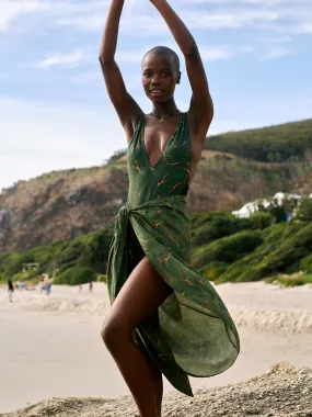 Wrap Skirt - Emerald Leaf